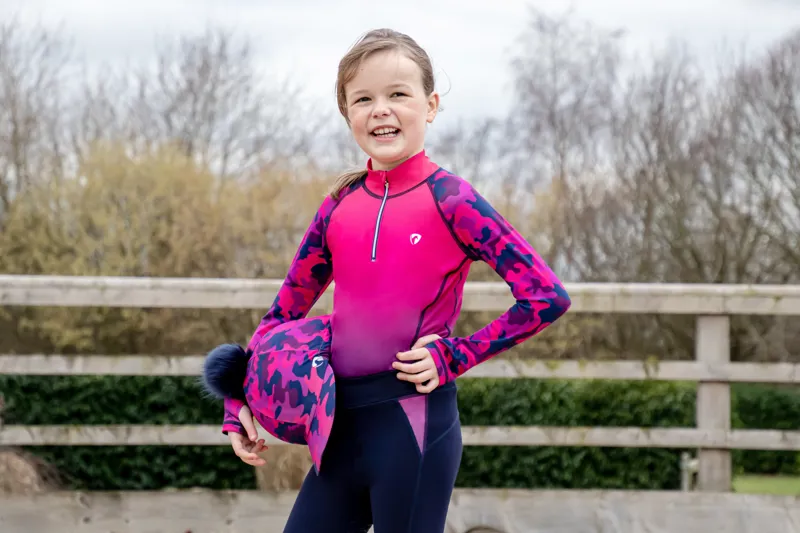 Hy Equestrian DynaForce Hat Cover - Raspberry/Navy-1